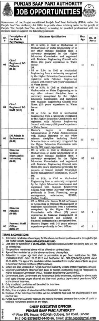 punjab saaf pani authority careers