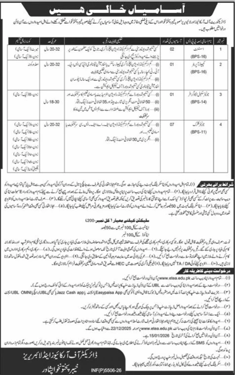 Directorate Archives Libraries KPK Jobs 2025 Clerk Accountant