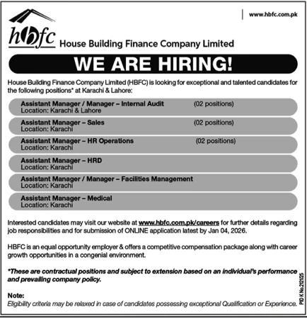 house building finance company limited hbfc hiring announcement