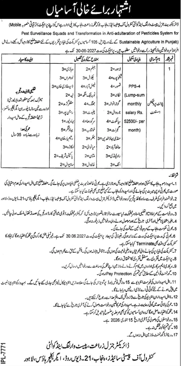 Pest Surveillance Jobs Punjab 2025 – Agriculture Career