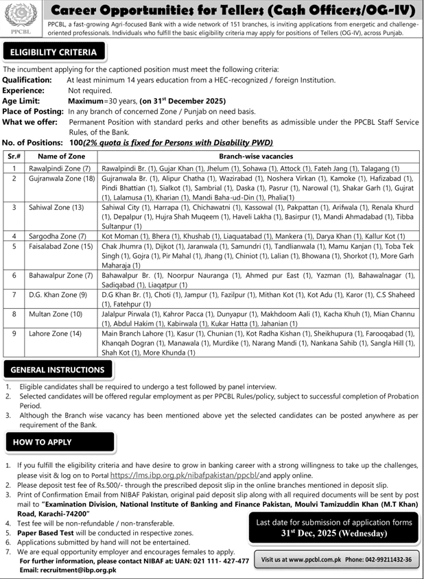 PPCBL Teller Jobs Punjab 2025 – Apply Now