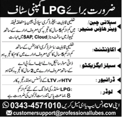 professional lubes lpg mini staff job advertisement pakistan 2025