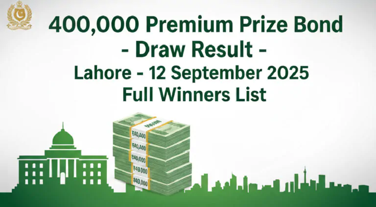 40,000 premium prize bond draw result lahore 12 september 2025 full winners list