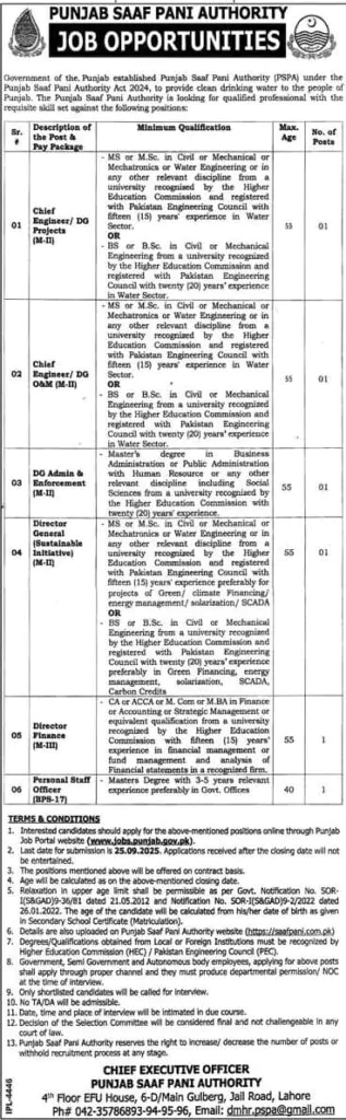 punjab saaf pani authority careers