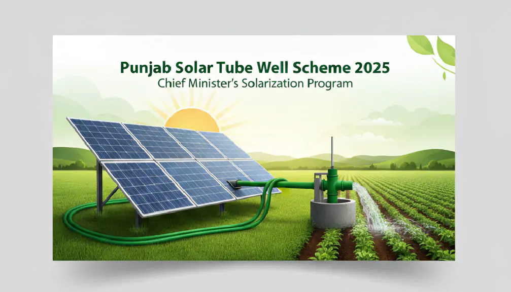 punjab solar tube well scheme 2025 with solar panels powering tube wells in fields