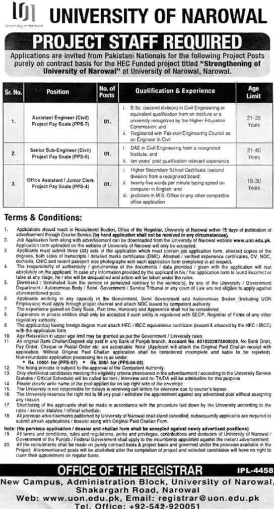 university of narowal careers
